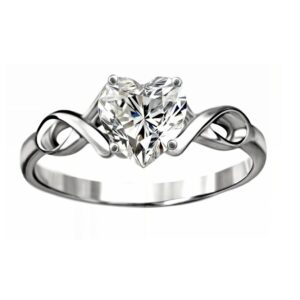 Anillo Sólida Plata 925 ley Certificada Gema Redonda o Corazón Mod. Infinitos -Ver más variantes-