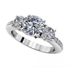 Anillo Sólida Plata 925 ley Certificada Gema Redondo o Corazón Mod. Luxury -Ver más variantes-